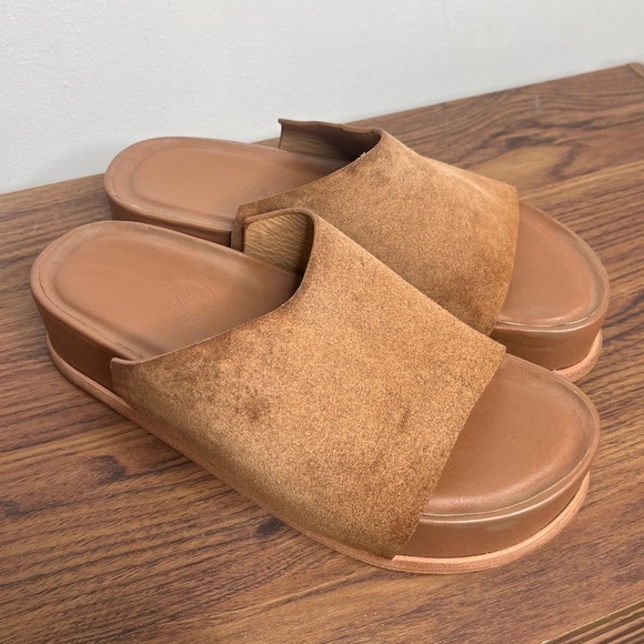 Wal & Pai Stone EU Size 41/10.5 Platform Sandals Tan Leather Suede Boho Earthy - Picture 4 of 13